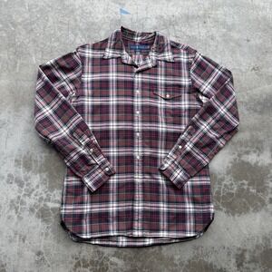 Ralph Lauren Shirt Mens Large Red Green Plaid Slim Fit Long Sleeve Button Down